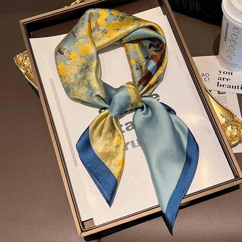 Sumolux Head Hair Scarf for Women Like Satin Silk Scarf Bandana Hair Wrapping Night Large Square Scarves 27.5" - Image 5